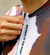 Detailed close-up of SOUNDS Women's Classic Jersey - Mottled fabric, showing SPF 50 material and moisture-wicking texture.