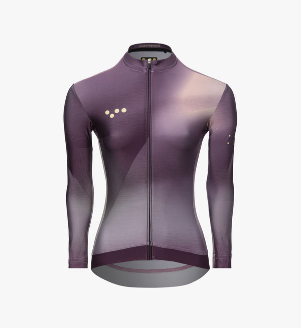 Kinetic Women’s Classic LS Cycling Jersey - Motion Gradient, improved fit, breathable SPF 50 fabric, silicone gripper bands