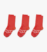 Lightweight 3 Pack Cycling Socks - Poppy Red, Moisture-Wicking, Breathable, Ideal for Hot Summer Days