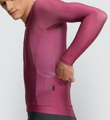 Essentials Men's Classic LS Cycling Jersey - Rose, SPF 50 fabric, improved fit, breathable, quick-drying, four-way stretch