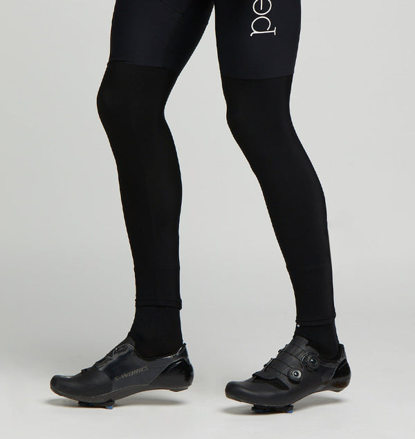 Core/Leg Cycling Warmers - Black, Thermal Fleece, Moisture-Wicking, Anatomical Fit, Gripper Bands, Protective Layer