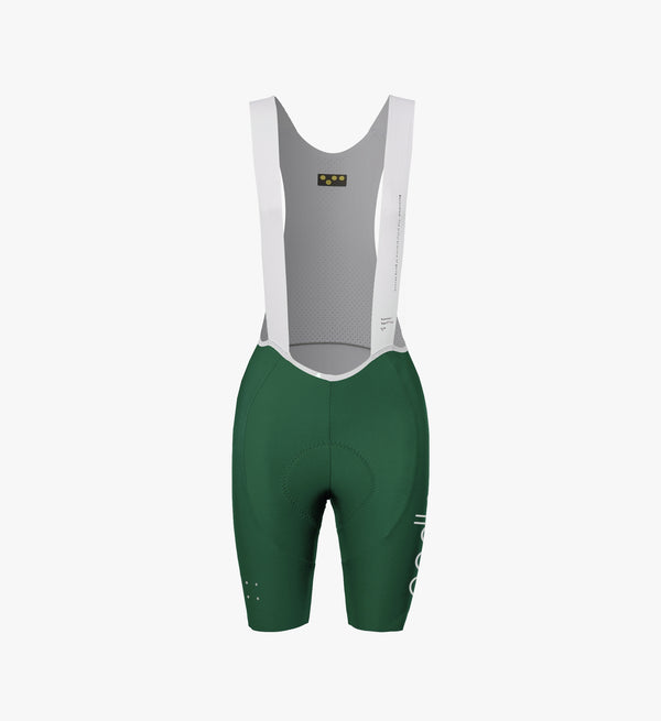 Women's SuperFIT 2.0 Cycling Bib Shorts in Pine – premium performance bibs with seamless cuff and aerodynamic silhouette