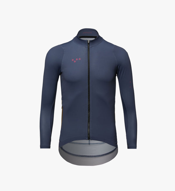 Elements Men's Mid-Weight LS Cycling Jersey - Stormy, perfect for cooler seasons, layering up in autumn, winter, and spring.