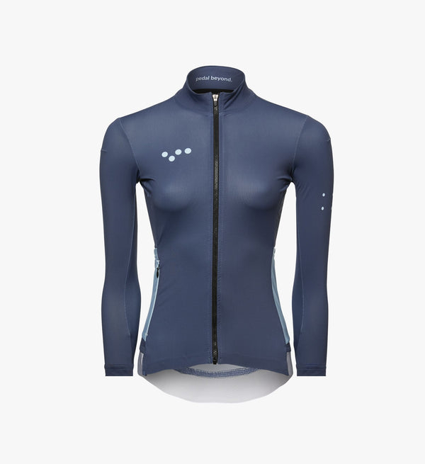 Elements Women's Mid-Weight LS Cycling Jersey - Stormy, perfect for cooler seasons, moisture-wicking, aerodynamic design