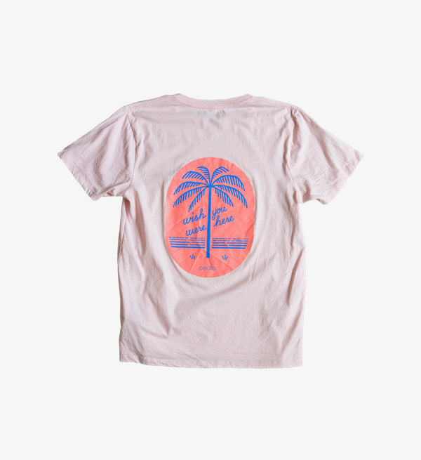 Vacation Tee - Wish You Were Here - Pink - Combed Organic Cotton - Relaxed Fit