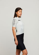 Bold Women's LunaTECH Cycling Jersey - Off White V1: High-intensity, sun-protecting, lightweight comfort for hot weather riding.