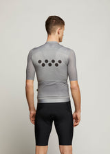Core / LunaAIR Cycling Jersey - Etch Grey. Superior fit, movement, and comfort. Aero mesh sleeves, silicon-injected hemline.