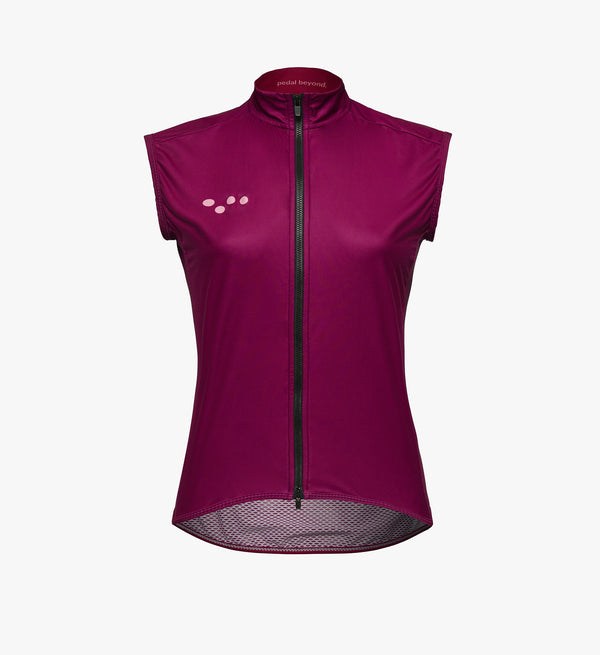 BOLD Women's MicroTECH Cycling Gilet Vest - Magenta, lightweight and water resistant.