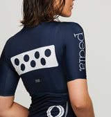 Bold Women's LunaTECH Cycling Jersey - Navy V1: High-intensity, sun-protecting, lightweight comfort for hot weather riding.