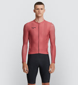 Essentials Men's Classic LS Cycling Jersey - Mineral Red: Improved fit, SPF 50 fabric, breathable & comfortable.