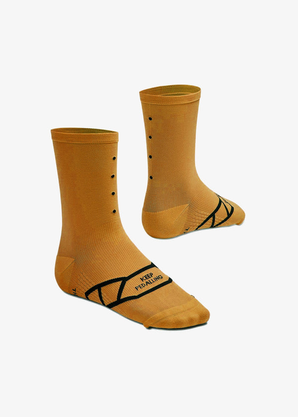 Lightweight Cycling Socks - Mustard | Size: M/L | Moisture-wicking, breathable, and ideal for hot summer days.