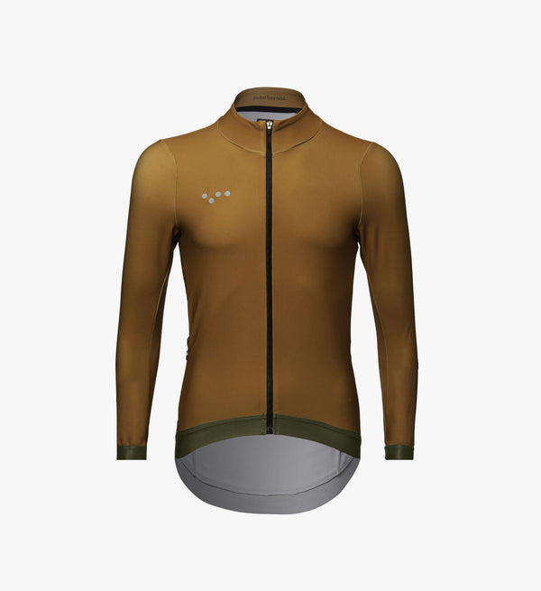 Elements Men's Thermal LS Cycling Jersey - Mustard | Comfortable, Warm, Durable | Perfect for Cold Weather Rides