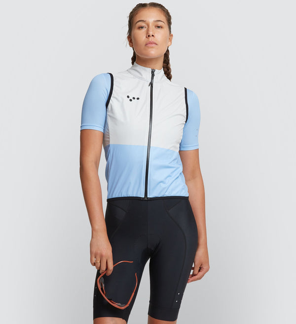 Off Grid Women’s Roamer Cycling Gilet - Denim, waterproof, breathable, all-season riding, comfortable fit, reflective logo