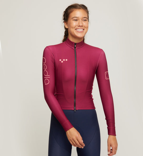 BOLD Women's ChillBLOCK Cycling Jacket - Magenta, winter warmth, insulation, breathability, microfiber fleece, reflective accents