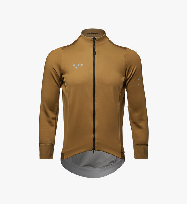Elements Men's Thermal Cycling Jacket - Mustard, perfect for cold weather riding, commuting, and racing.