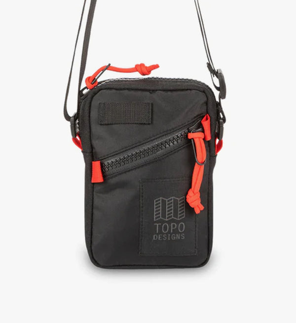 Topo Designs Mini Shoulder Bag Recycled - Black, Adjustable Strap, Zippered Pocket, Internal Org Pocket