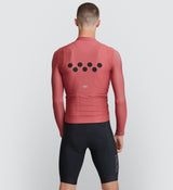 Essentials Men's Classic LS Cycling Jersey - Mineral Red: Improved fit, SPF 50 fabric, comfortable & breathable.