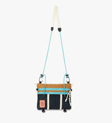 Topo Mountain Accessory Shoulder Bag - Khaki Pond Blue, Recycled Nylon, Adjustable Strap, Zippered Pockets