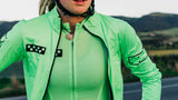 BOLD Women's Climba Cycling Jersey - Neon Mint, lightweight, breathable, comfortable, airflow, temperature regulation, stretch panels, silicon-injected hemline.