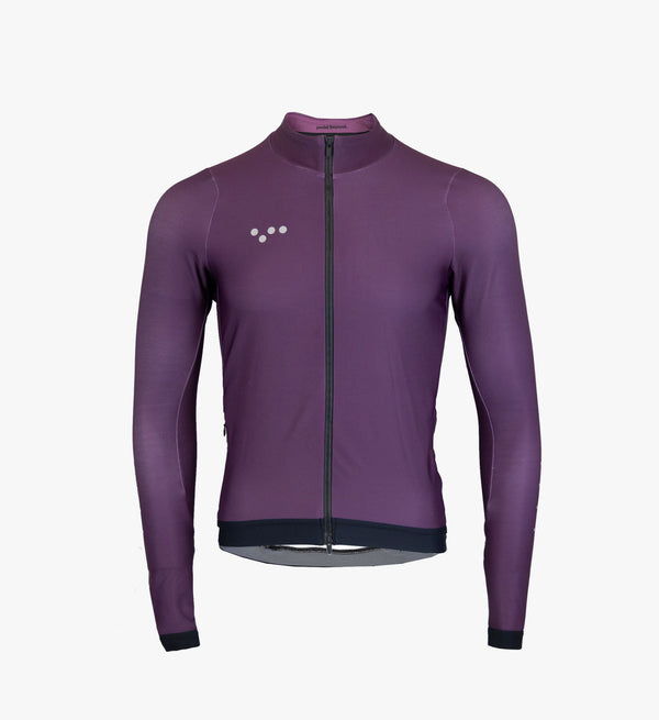 Elevate Men’s Elements Thermal LS Cycling Jersey - Aubergine: Comfortable, warm, and stylish for cold weather rides.