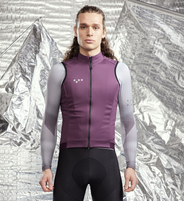 Elevate Men’s Elements Cycling Gilet Vest - Aubergine, thermal, windproof, water-resistant, perfect for cold weather riding.