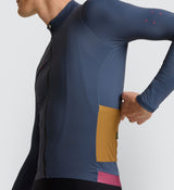 Elements Men's Mid-Weight LS Cycling Jersey - Stormy, perfect for cooler seasons.